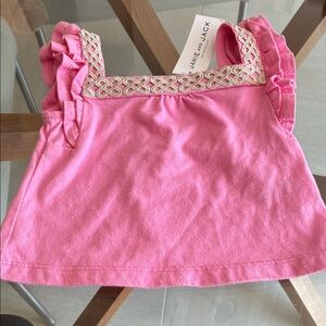 Janie and Jack Pink Top with Embroidered Straps